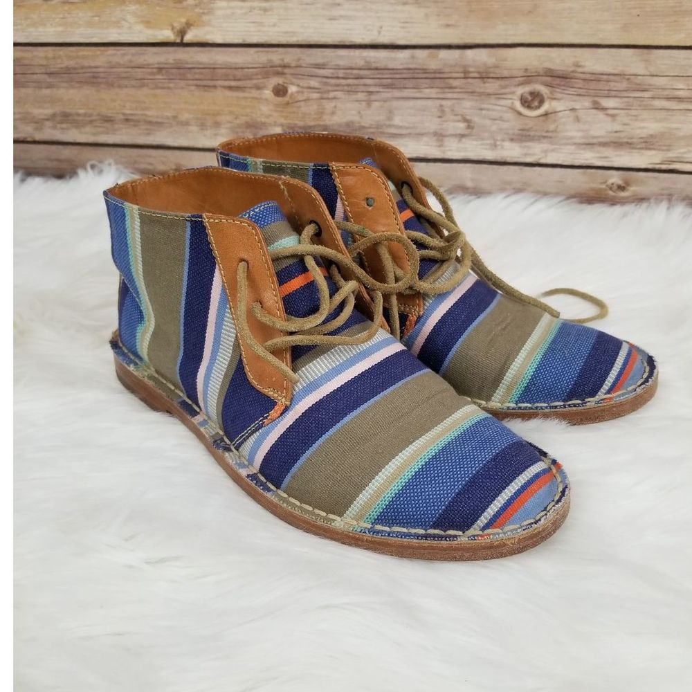 Cole Haan 6 Striped Loafer Booties Canvas Lace Up